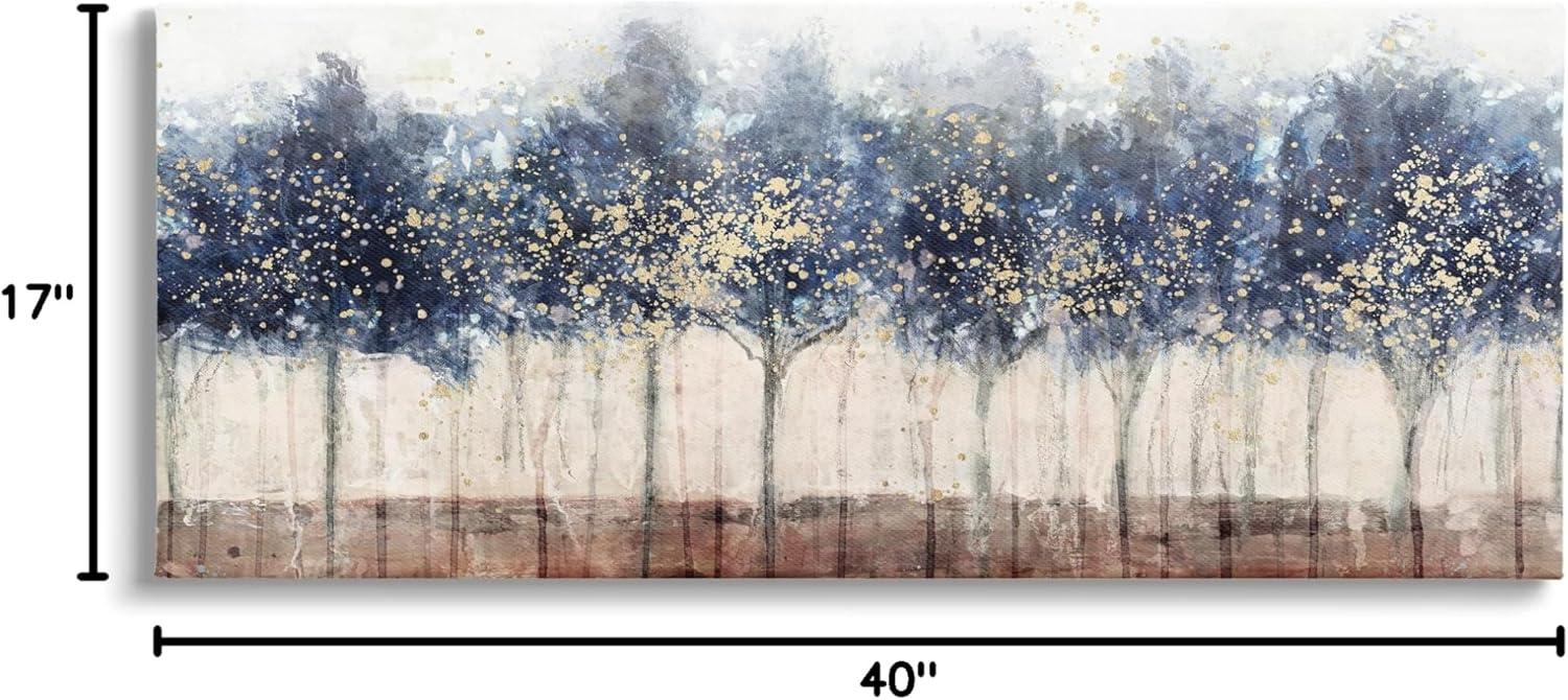 Nina Blue Trees with Modern Splash Canvas Wall Art, 40" x 17"