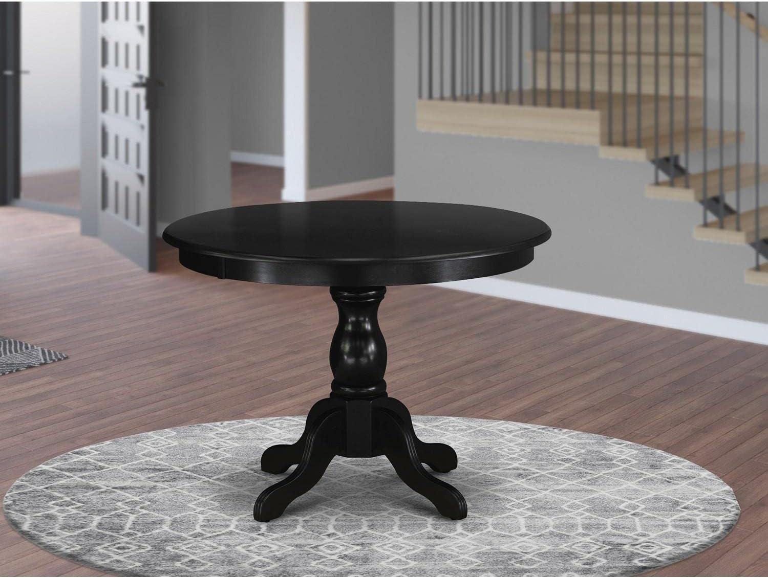 East West Furniture Eden Wood Dining Table with Pedestal Legs in Black