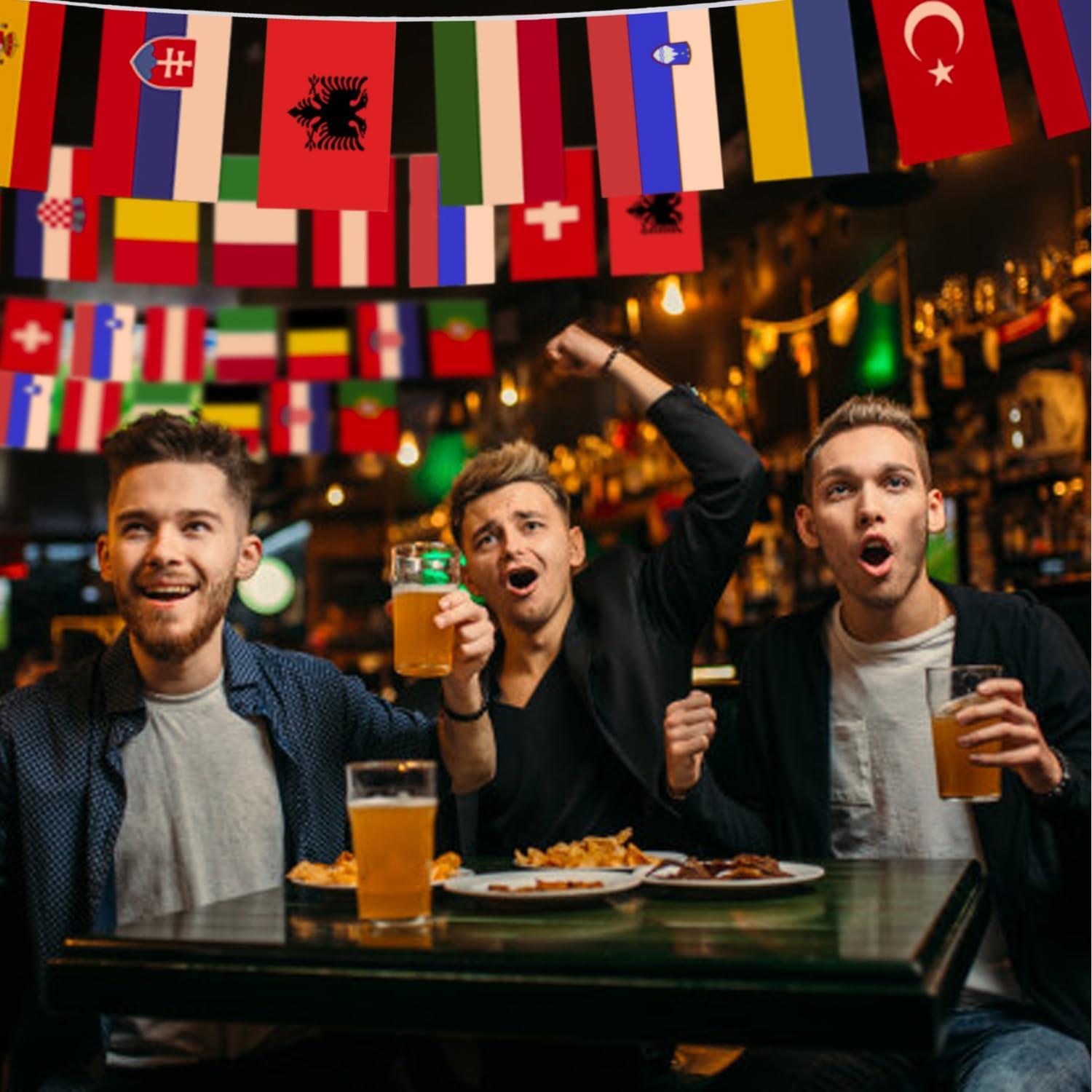 Anley European Countries String Flag, 24 Countries European Cup Soccer String Pennant Banner, Decoration for Grand Opening, Sports Bar, Party Events - 25 Feet 24 Flags