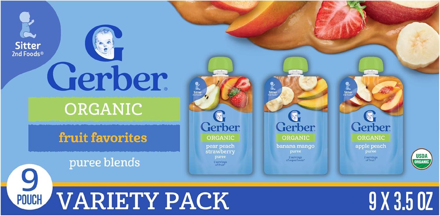 Gerber Stage 2 Organic Baby Food Pouches - Fruit & Veggie Value Pack - 3.5oz/9pk