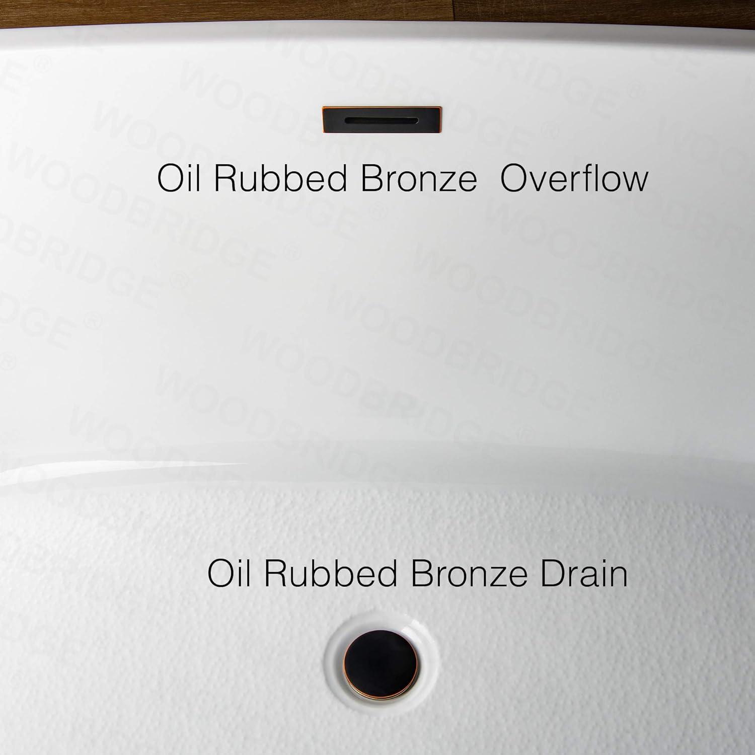 WoodBridge 67" x 32" Freestanding Soaking Acrylic Single Slipper Bathtub with Reversible Drain B0084-ORB-Drain &O