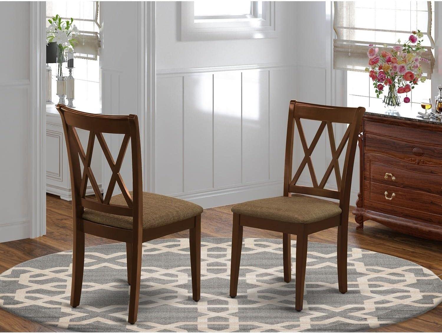 Clarksville Double X-back Chairs with Linen Fabric Fabric Seat - Mahogany - Set of 2