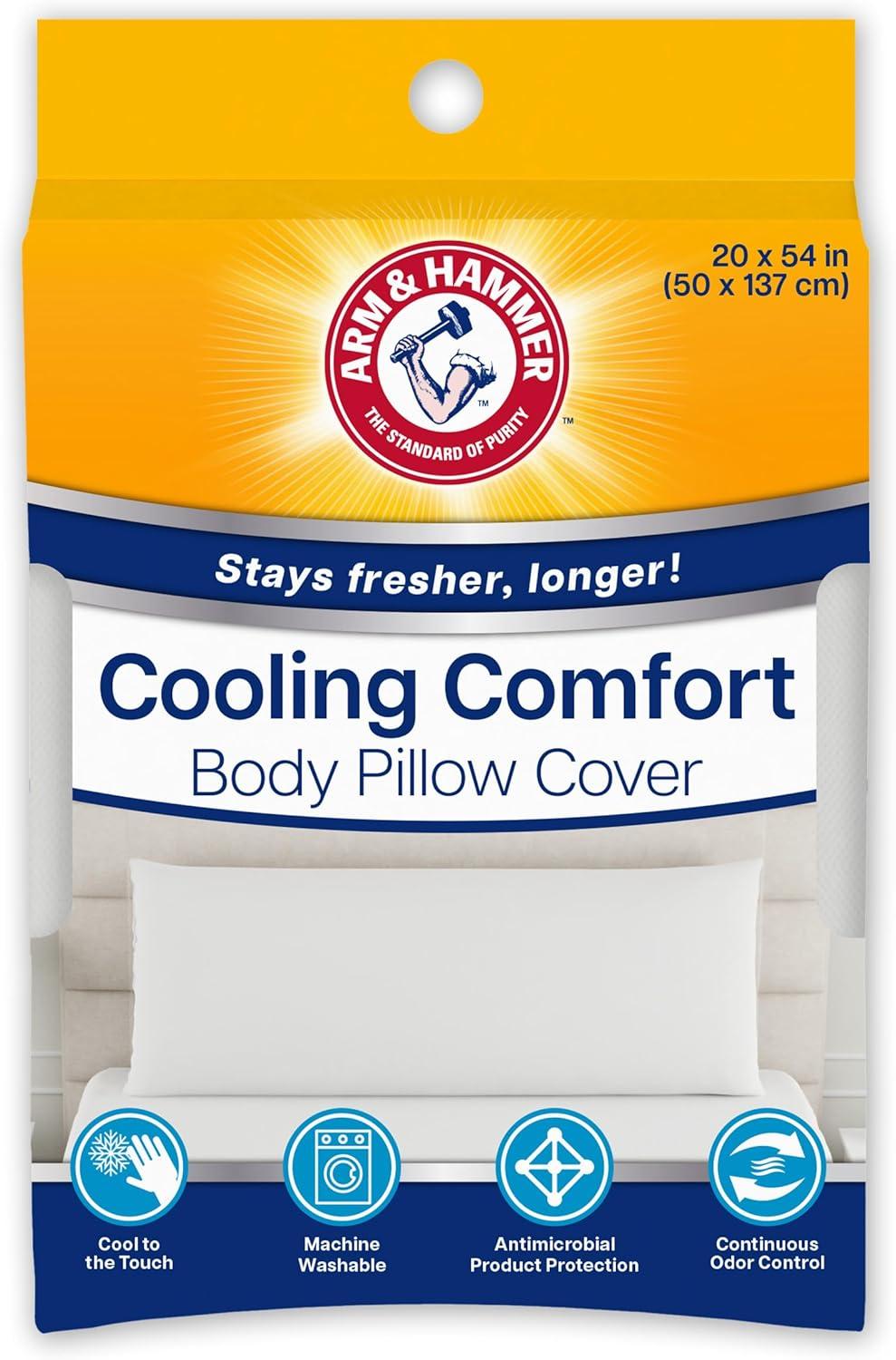 Arm & Hammer 20"x54" Cooling Comfort Zippered Body Pillow Cover White