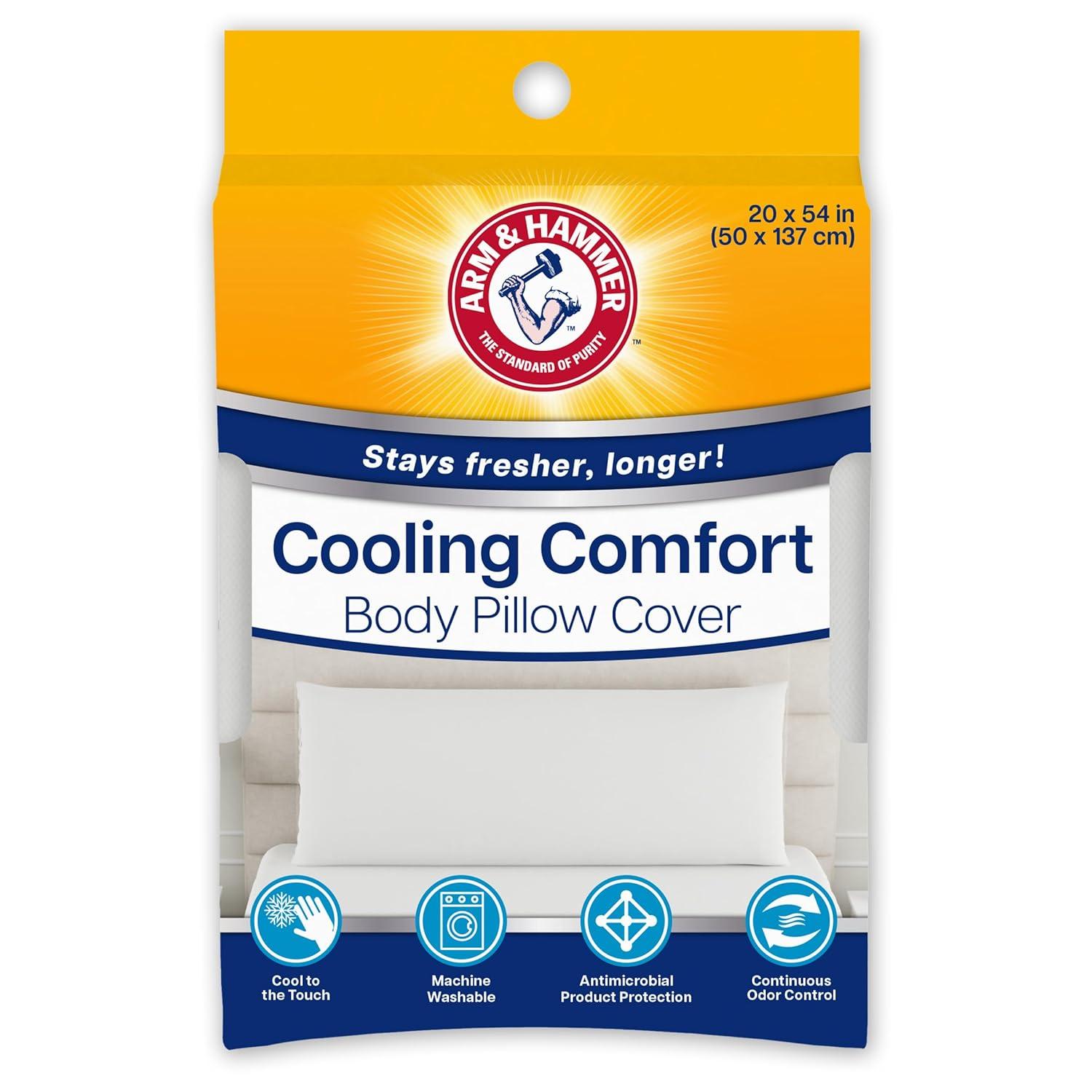 Arm & Hammer 20"x54" Cooling Comfort Zippered Body Pillow Cover White