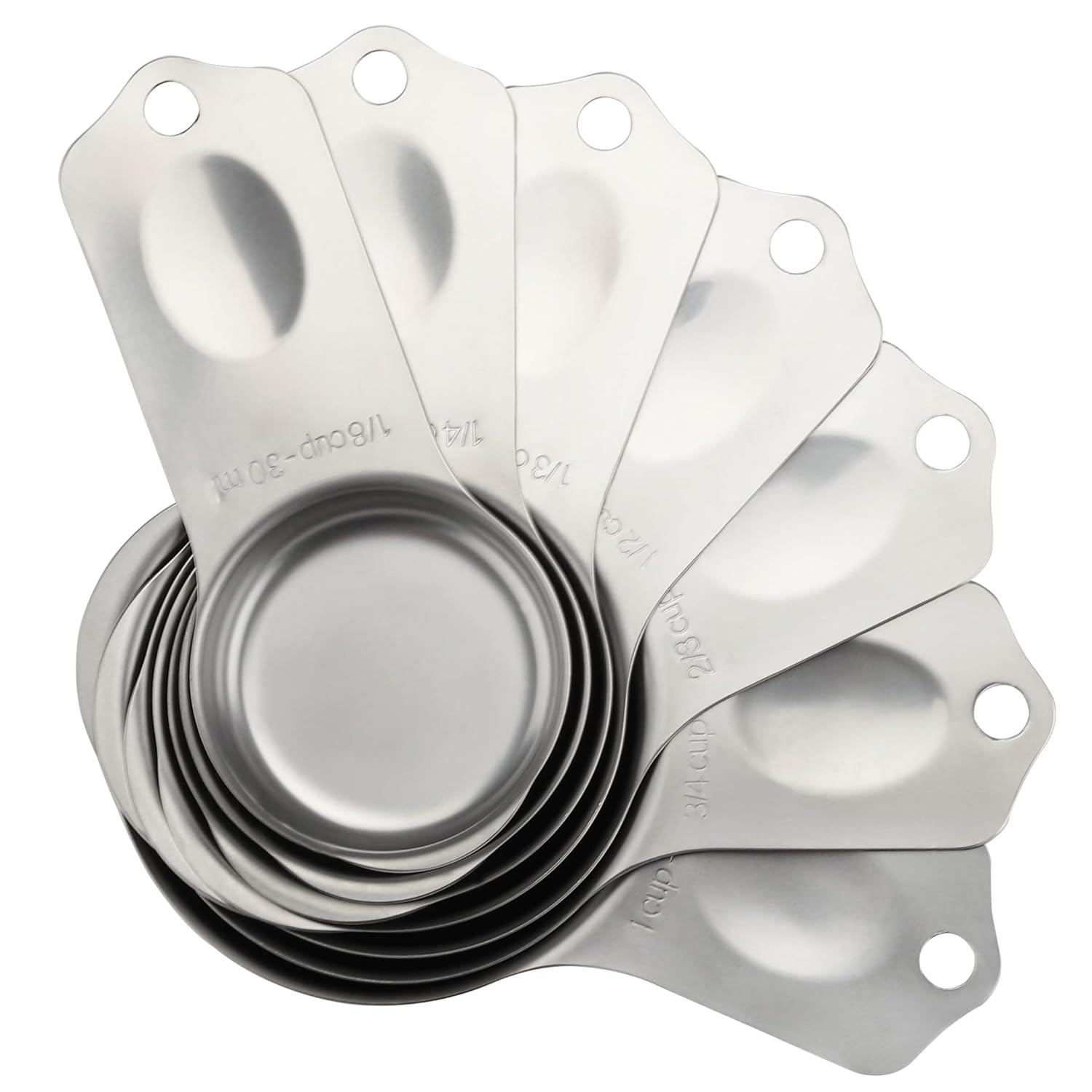hghfhj 7-Piece Premium Stainless Steel Measuring Cups Set - Accurate Magnetic Easy Storage and Durable for Liquid Baking and Kitchen Essentials - Compact and Space-Saving Design