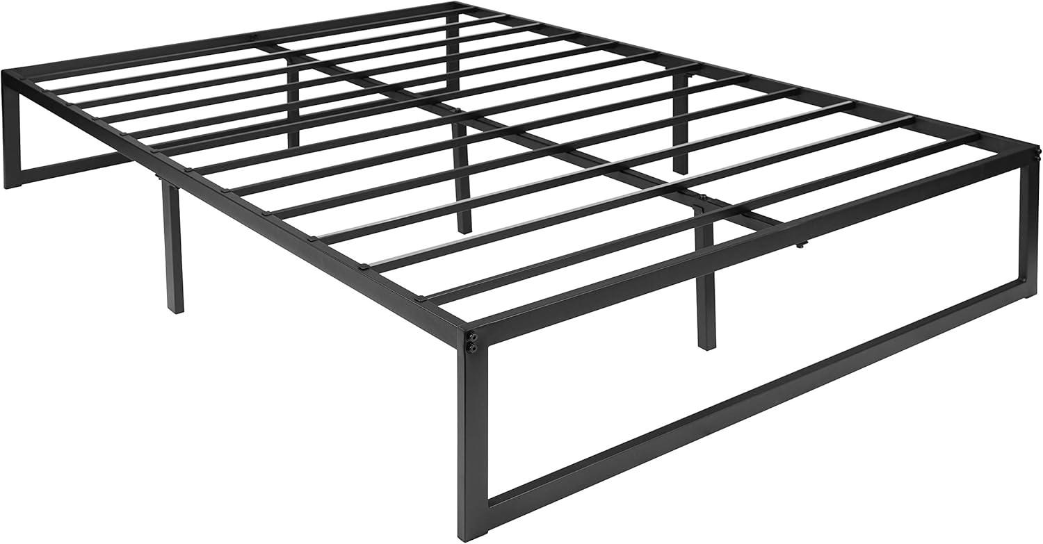 Flash Furniture Modern Steel Platform Bed Frame, Black, Full