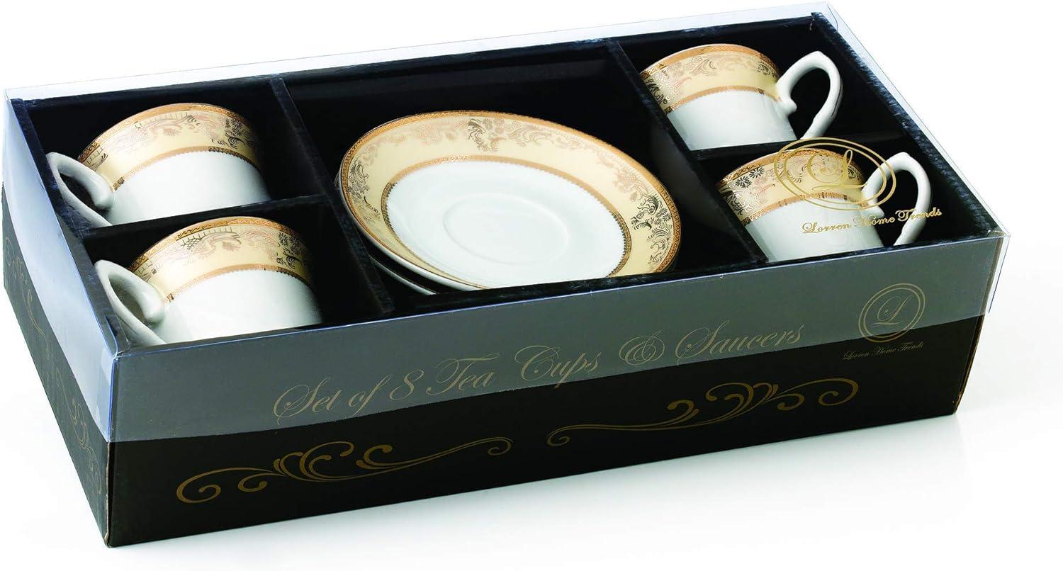 Lorren Home Trends Chloe-4 Cups and Saucers ,Gold