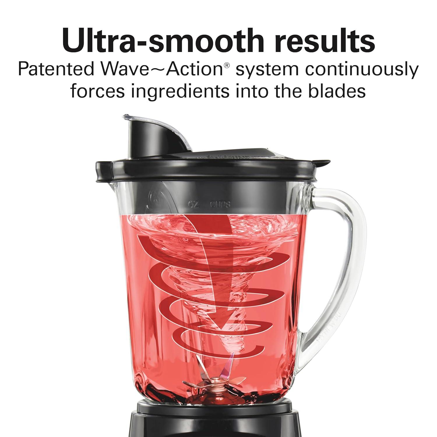 Hamilton Beach Power Elite Multi-Function Blender with Mess Free 40 oz. Glass Jar, 700 Watts, Black, 58148A
