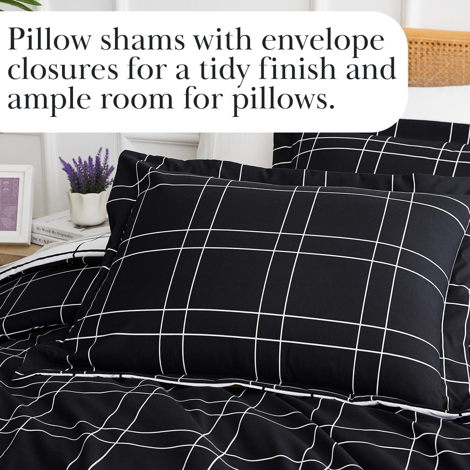 Southshore Fine Living, Inc. Urban Grid Collection Oversized King Duvet Cover Set, Printed Duvet Cover 3-Piece, Two Matching Shams (108 in Wide x 98 in Long), Black, King/California King