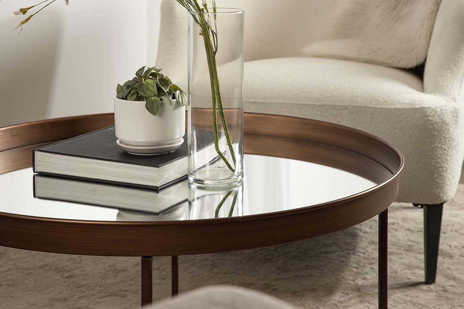 Kate and Laurel Celia Round Metal Coffee Table, 28.25x28.25x19, Bronze