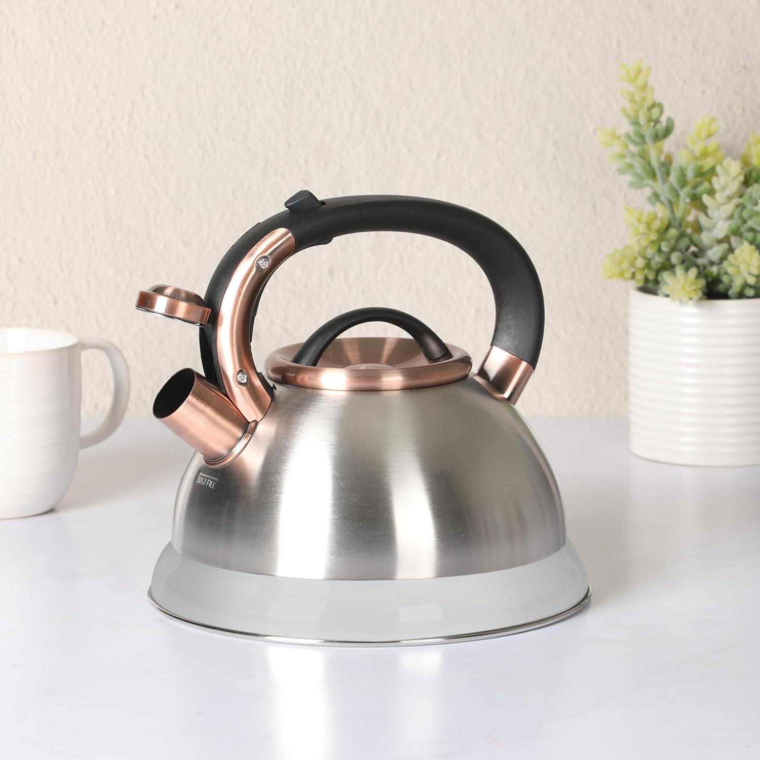 Mr. Coffee Mr. Coffee Flintshire 2.2 Quart Large Whistling Stainless Steel Tea Kettle - W/ Copper