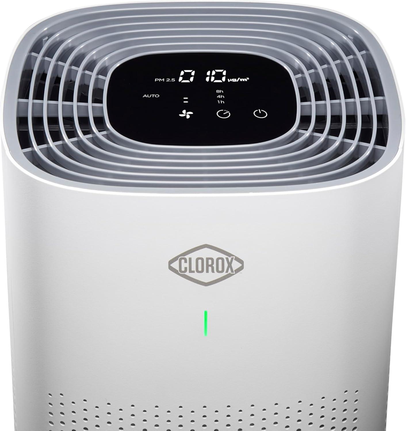Clorox Air Purifiers for Home, True HEPA Filter, Large Rooms up to 1,500 Sq Ft, Removes 99.9% of Mold, Viruses, Wildfire Smoke, Allergens, Pet Allergies, Dust, AUTO Mode, Whisper Quiet