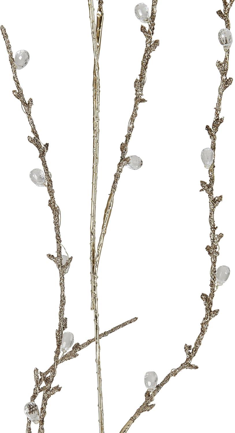 Creative Co-Op Faux Twig Garland with Acrylic Jewels and Glitter, Gold Finish