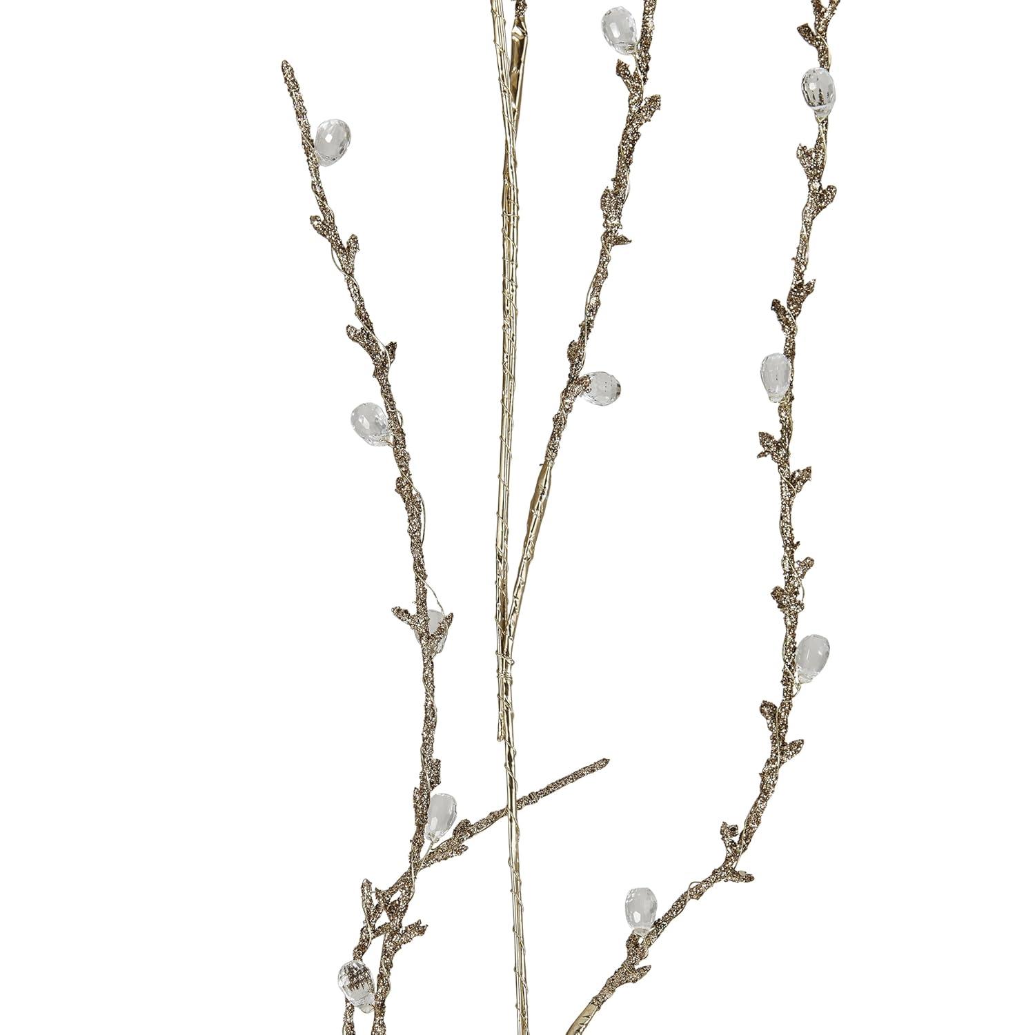 Creative Co-Op Faux Twig Garland with Acrylic Jewels and Glitter, Gold Finish