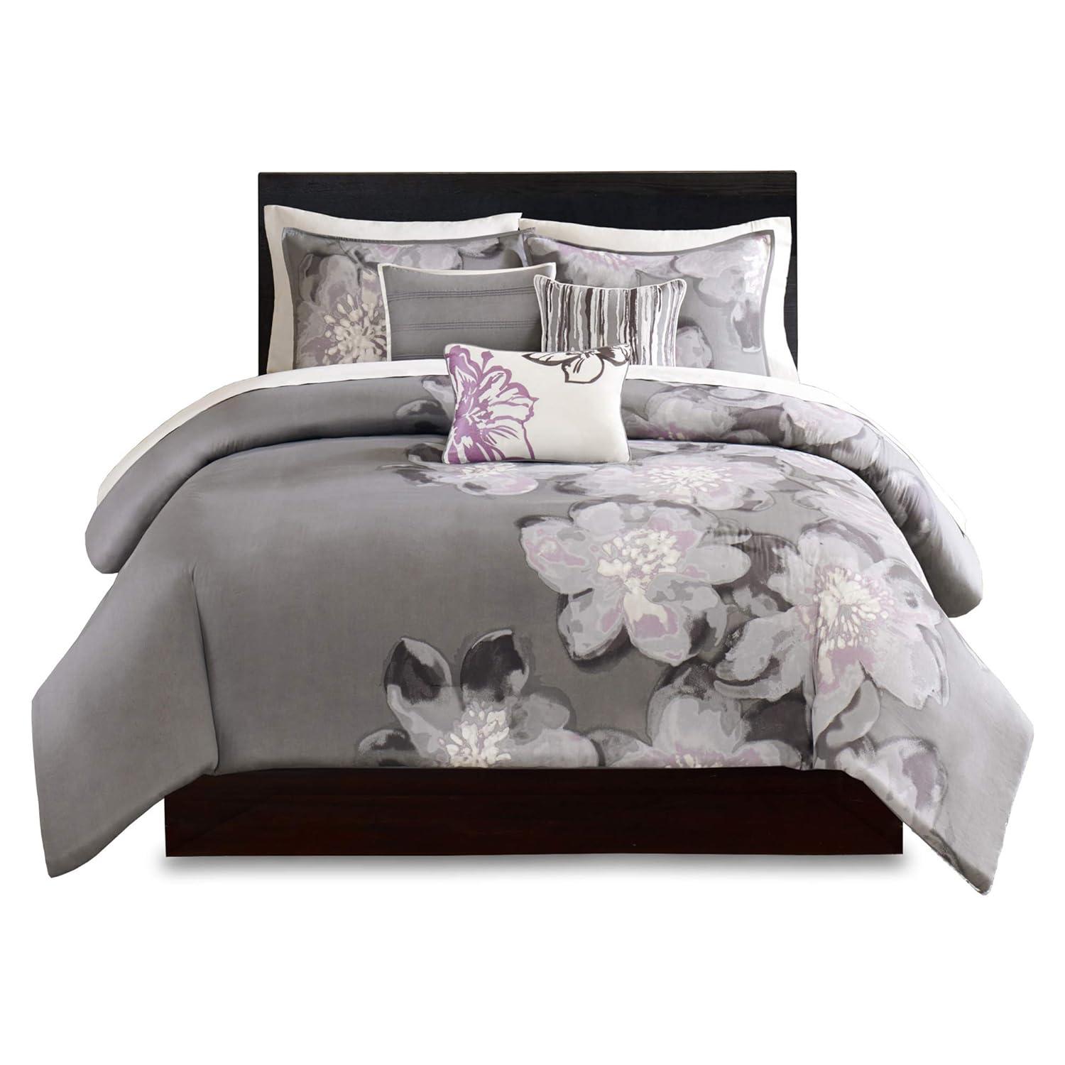 Madison Park Gray Reversible Modern & Contemporary 6 Piece Duvet Cover Set
