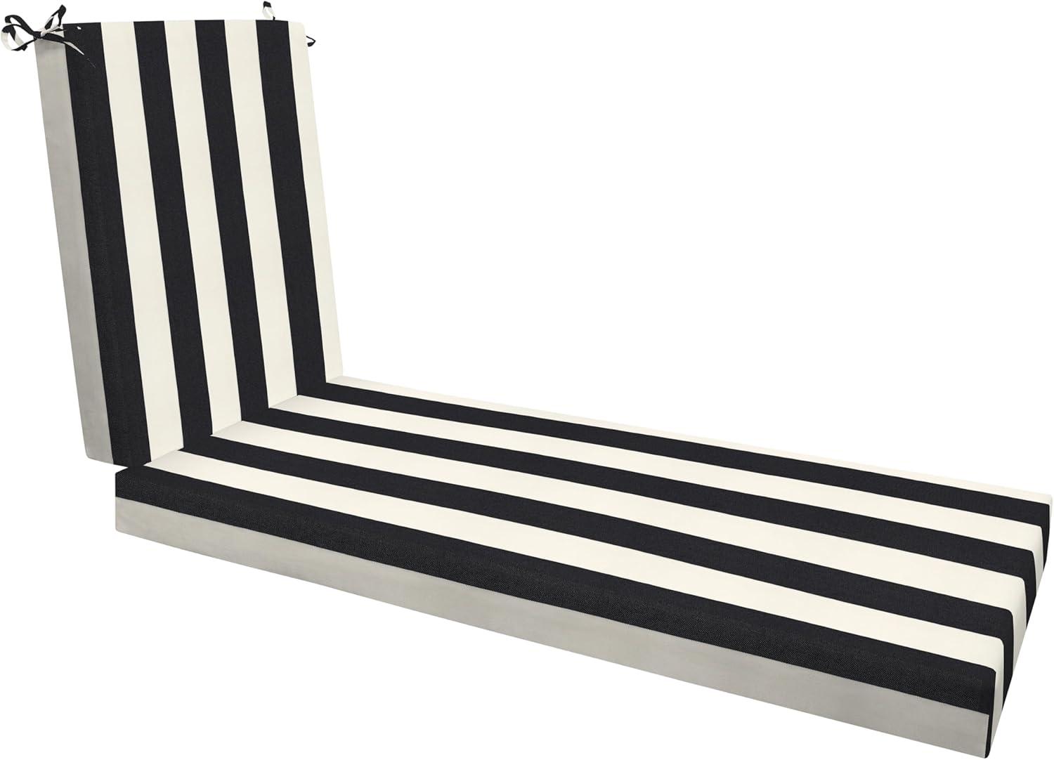 Honeycomb Outdoor Chaise Lounge Cushion - Sunbrella Canvas Black