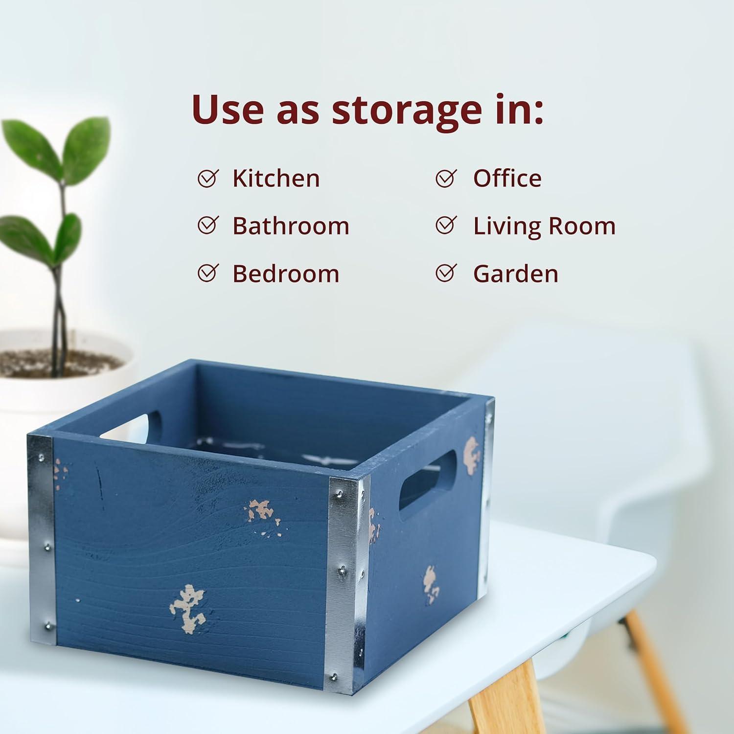 Wald Import Square Distressed Crates - Set of 3