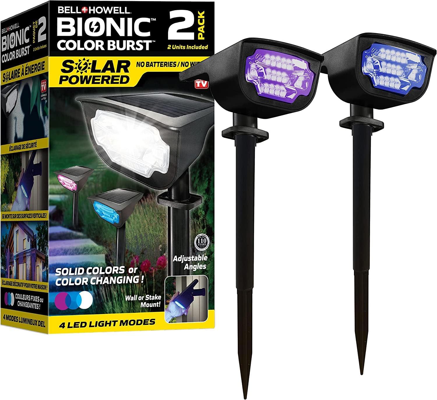 Bell + Howell Bionic Color Burst Solar Powered Waterproof Pathway Lights- 2 Pack