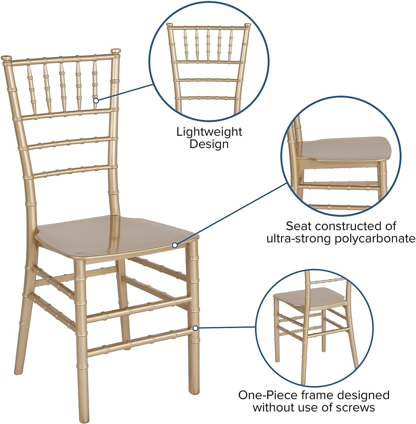 Elegant Gold Resin Chiavari Stackable Chair for Events