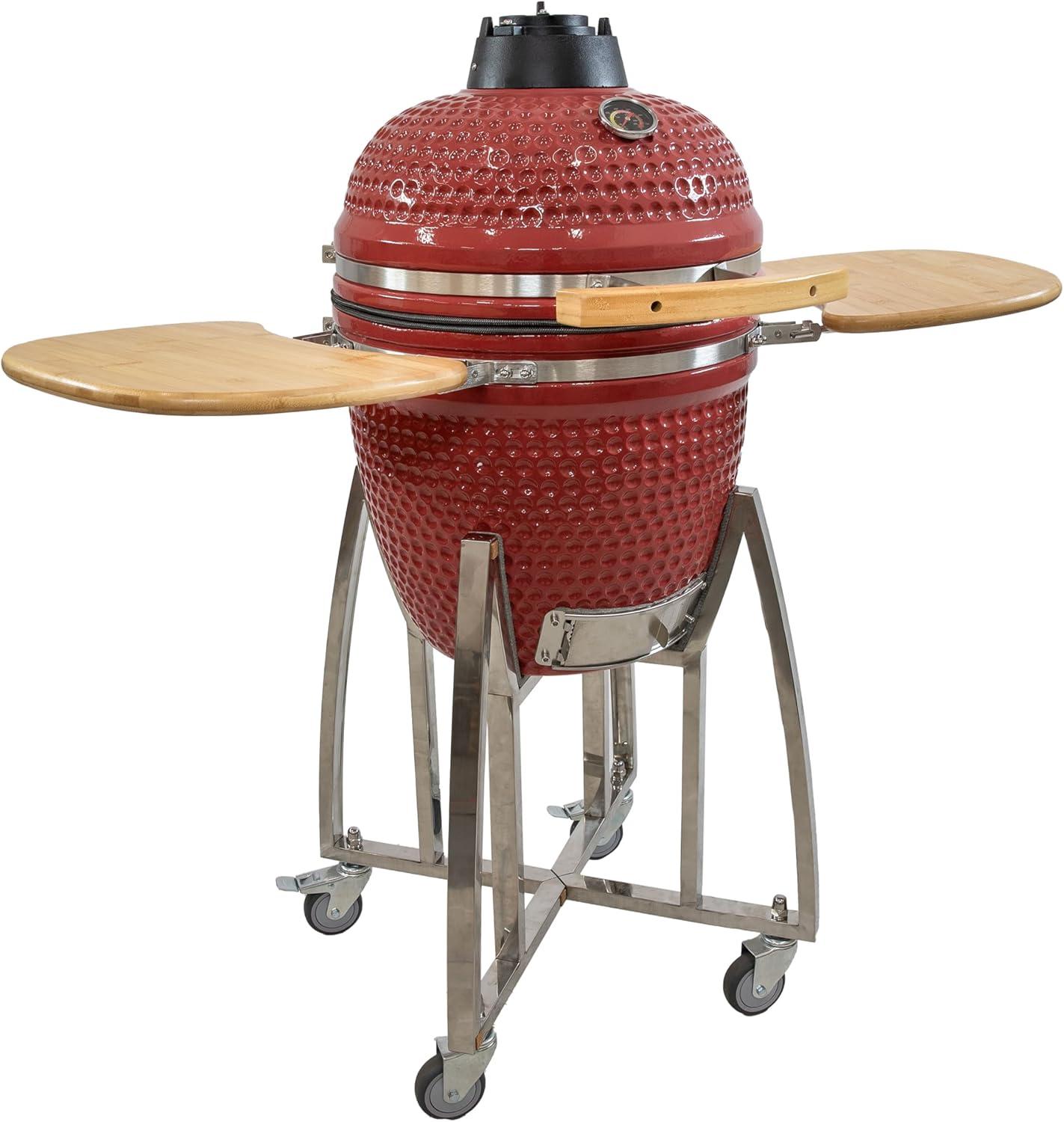 Mullite Kamado Grill with Wheels and Side Tables