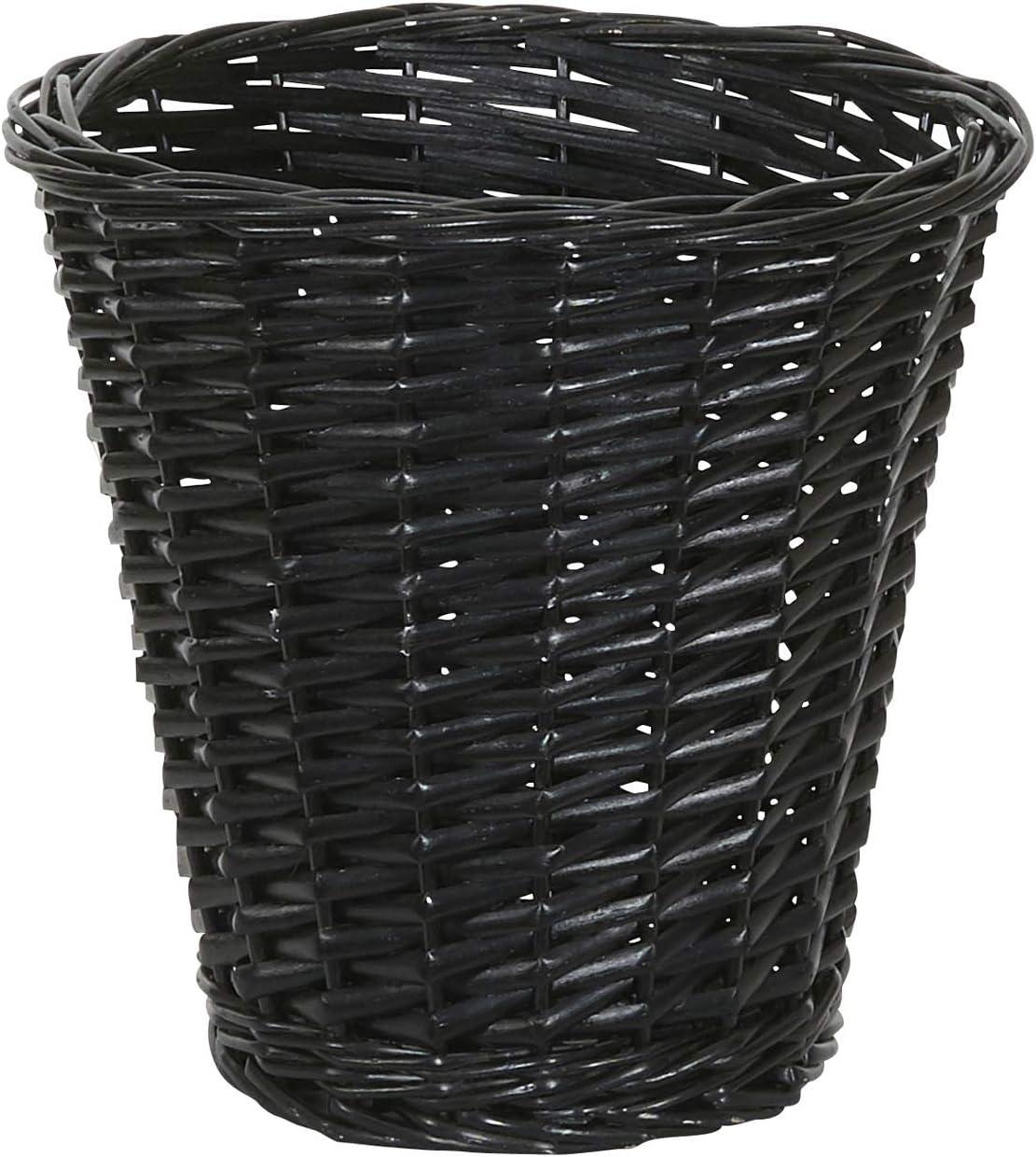 Household Essentials Woven Willow Waste Basket with Plastic Liner, Brown