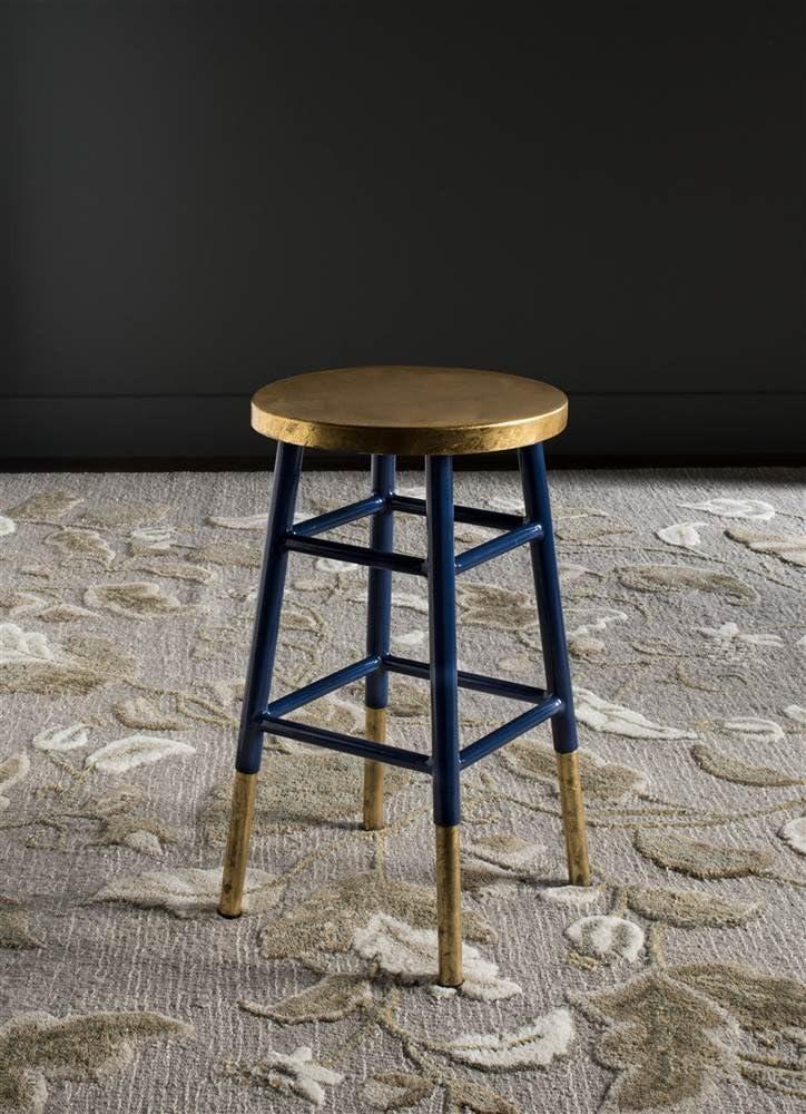Emery Dipped Gold Leaf Counter Stool - FOX3231 - Navy/Gold - Safavieh Couture