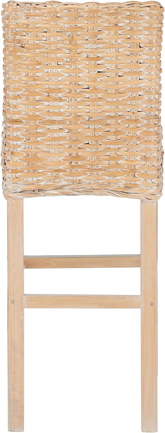 Tobie Rattan Bar Stool - White Washed - Safavieh