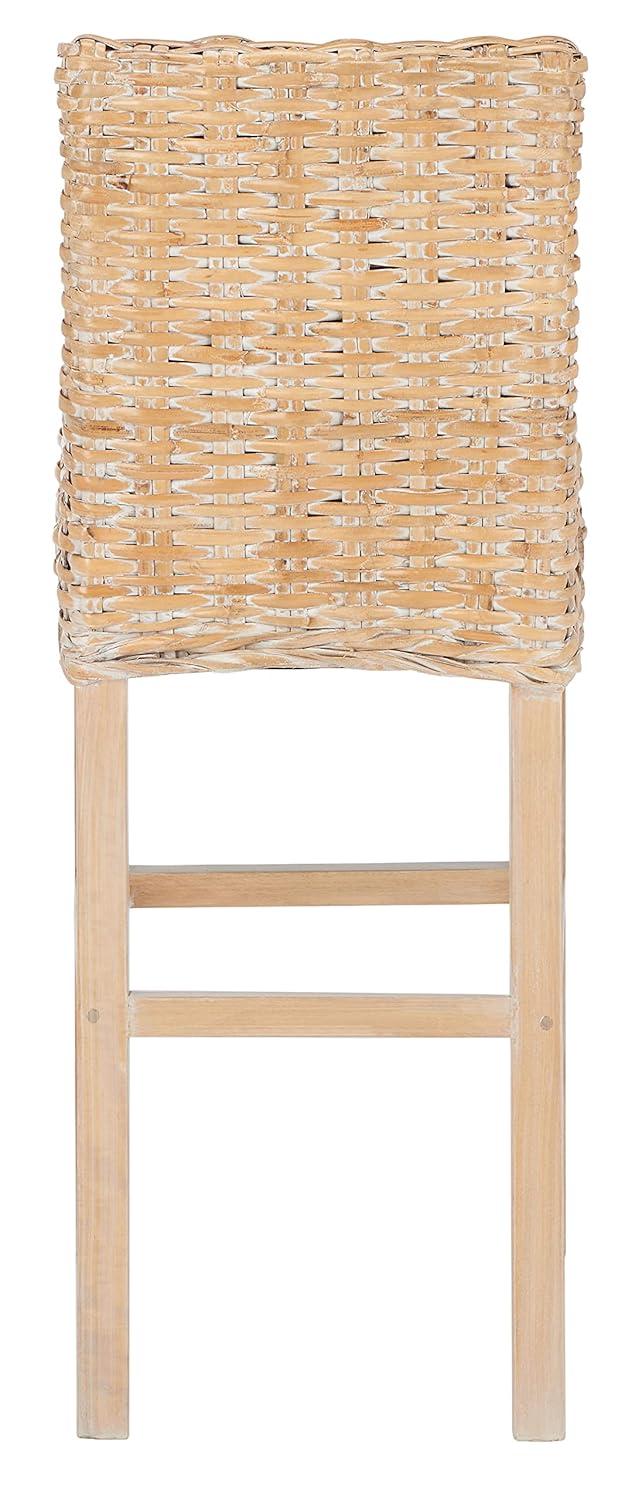 Tobie Rattan Bar Stool - White Washed - Safavieh