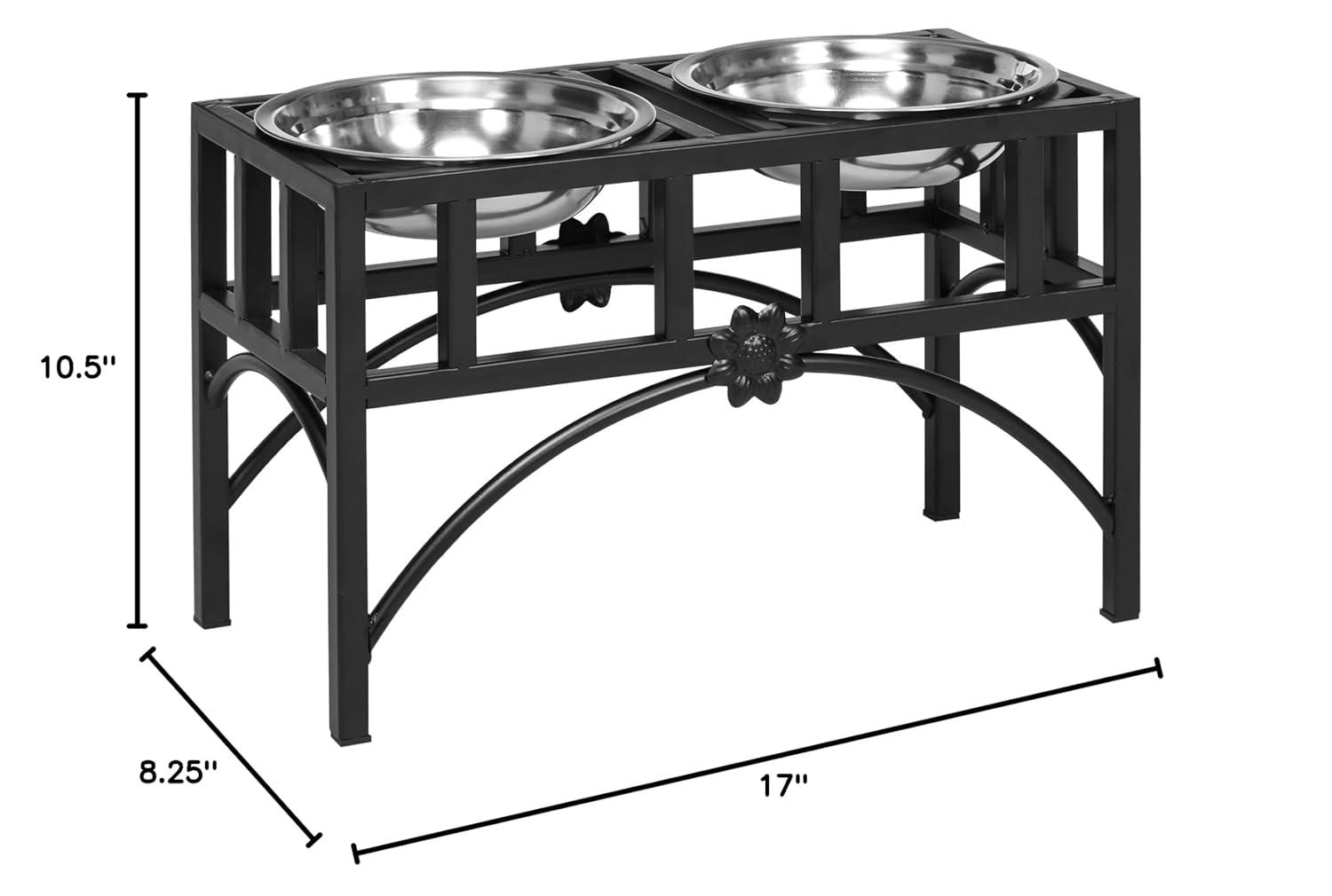 PawHut 22" Double Stainless Steel Heavy Duty Dog Food Bowl Elevated Pet Feeding Station for Medium Sized Dogs