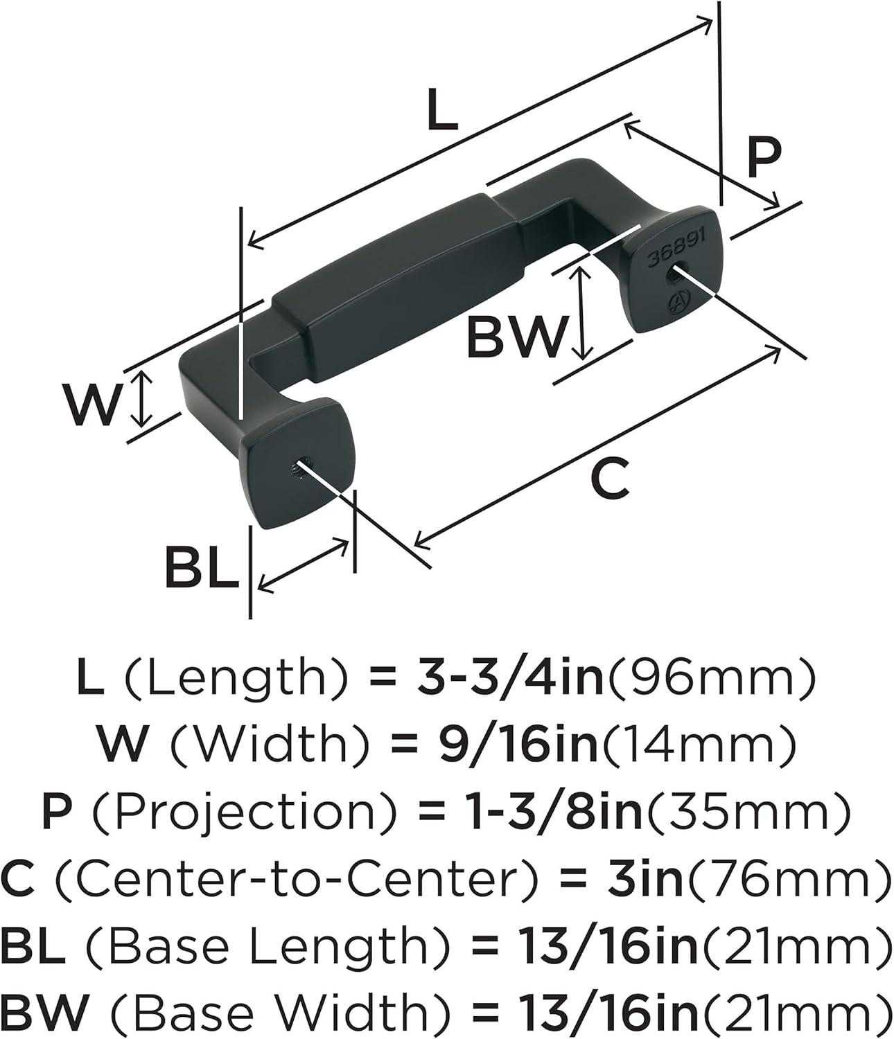 Amerock Stature 3 inch (76mm) Center-to-Center Matte Black Cabinet Pull