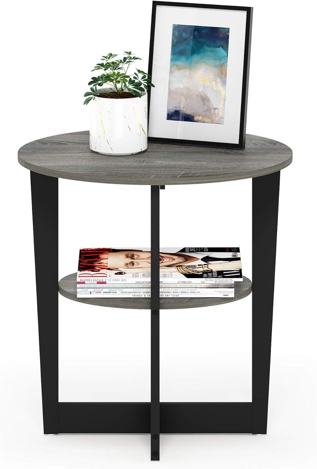 Furinno JAYA Oval End Table, French Oak Grey/Black