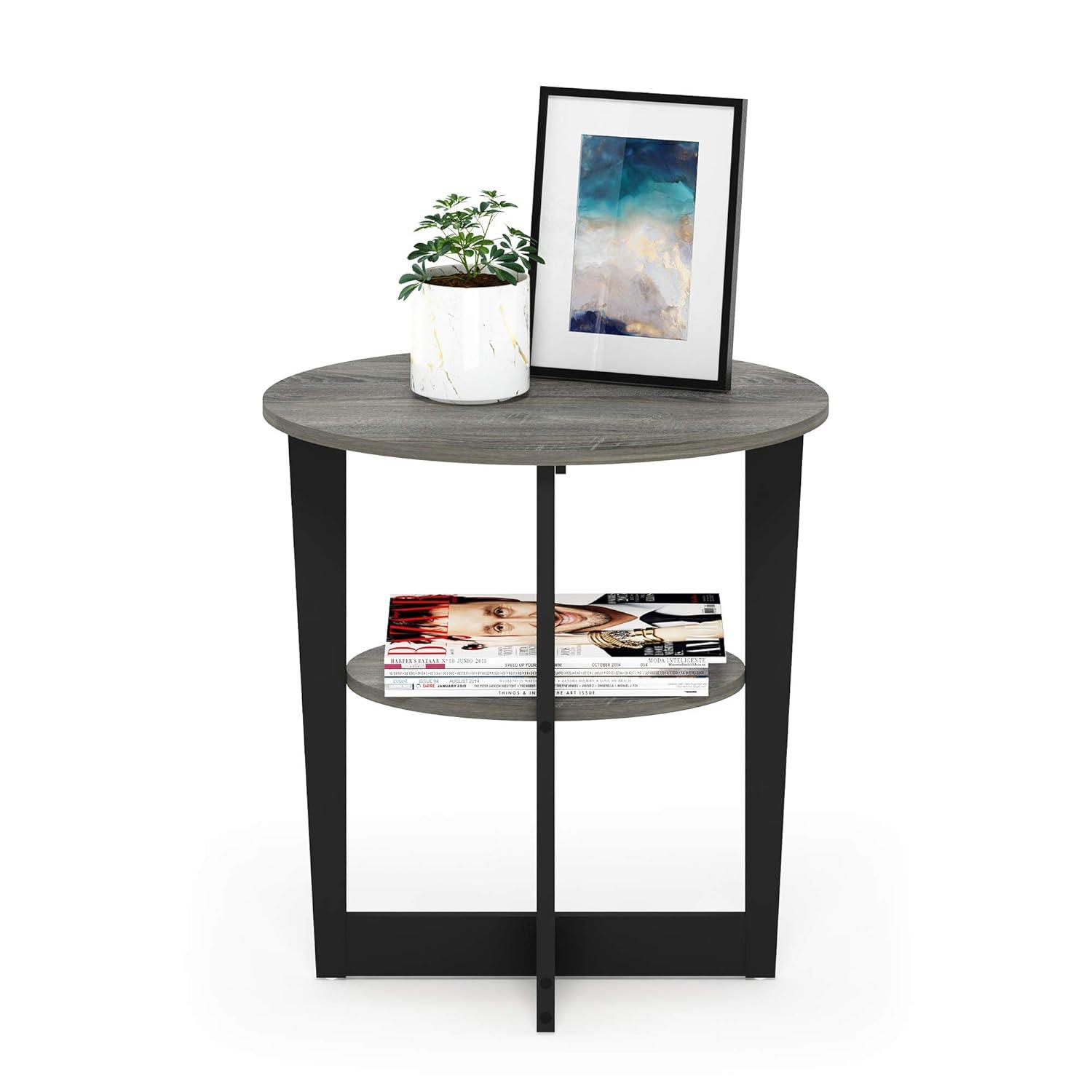 JAYA Oval End Table, French Oak Grey & Black