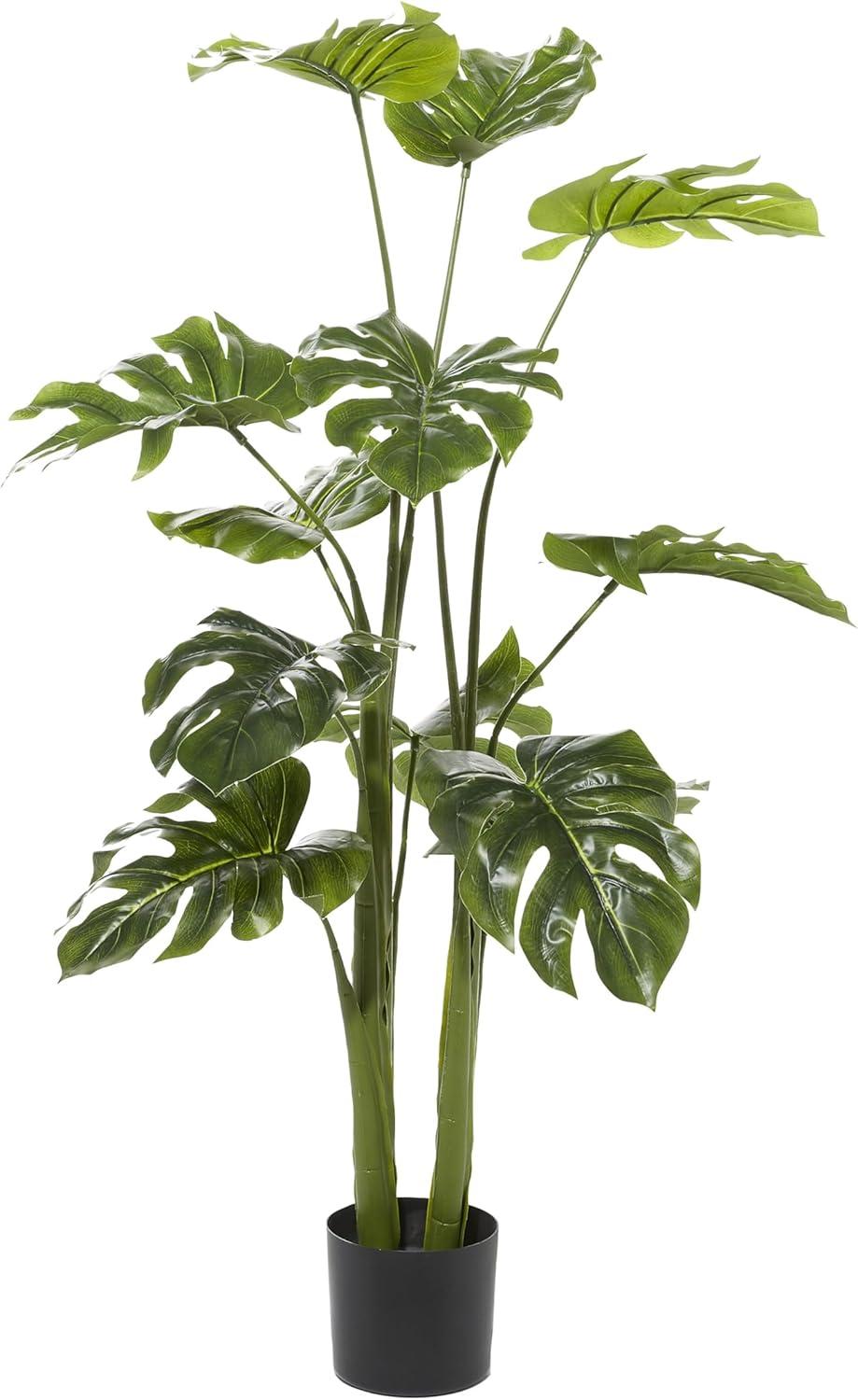 DecMode 73" Artificial Ficus Tree in Realistic Leaves and Black Plastic Pot