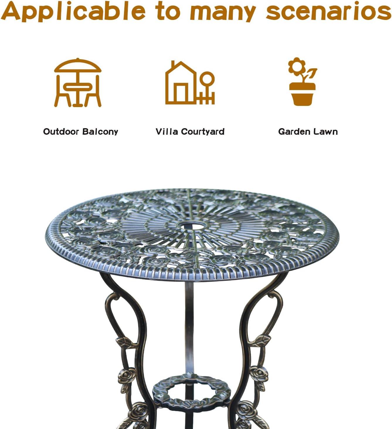 Antique Copper Cast Aluminum 3-Piece Bistro Set