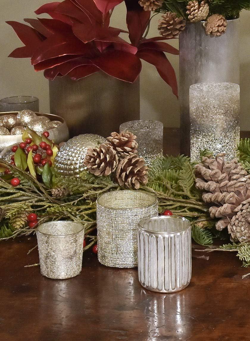 Serene Spaces Living Set Of 6 Pink Vintage Votive Holder, Tealight Holder, Stainglass Candle Holder, Ideal For Weddings, Parties, Indoor & Outdoor Events, Home Decor, Measures 2.5" Tall & 3" Diameter