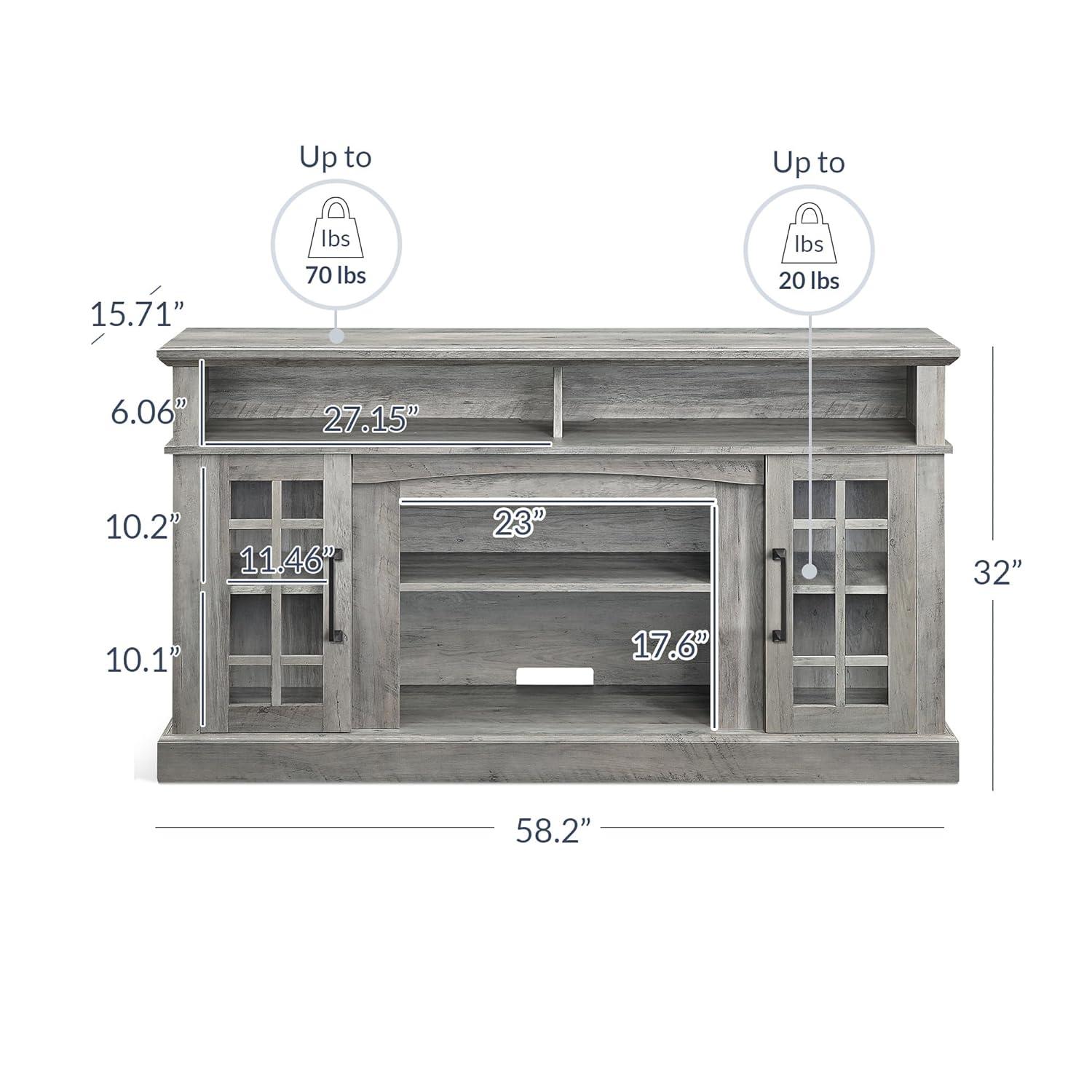 BELLEZE TV Stand Media Entertainment Center - Astorga (Gray Wash)