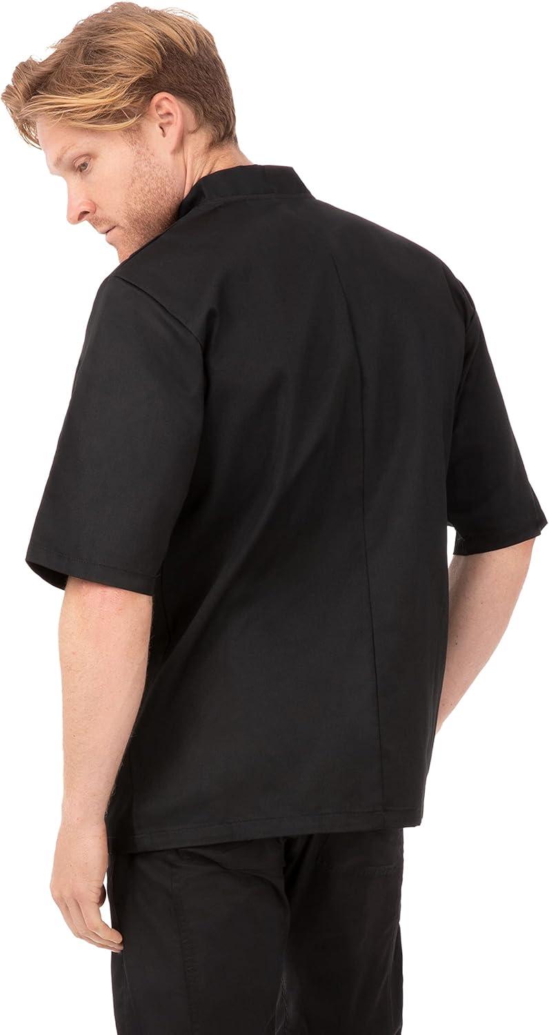 Men's Black Short Sleeve Button Chef Coat