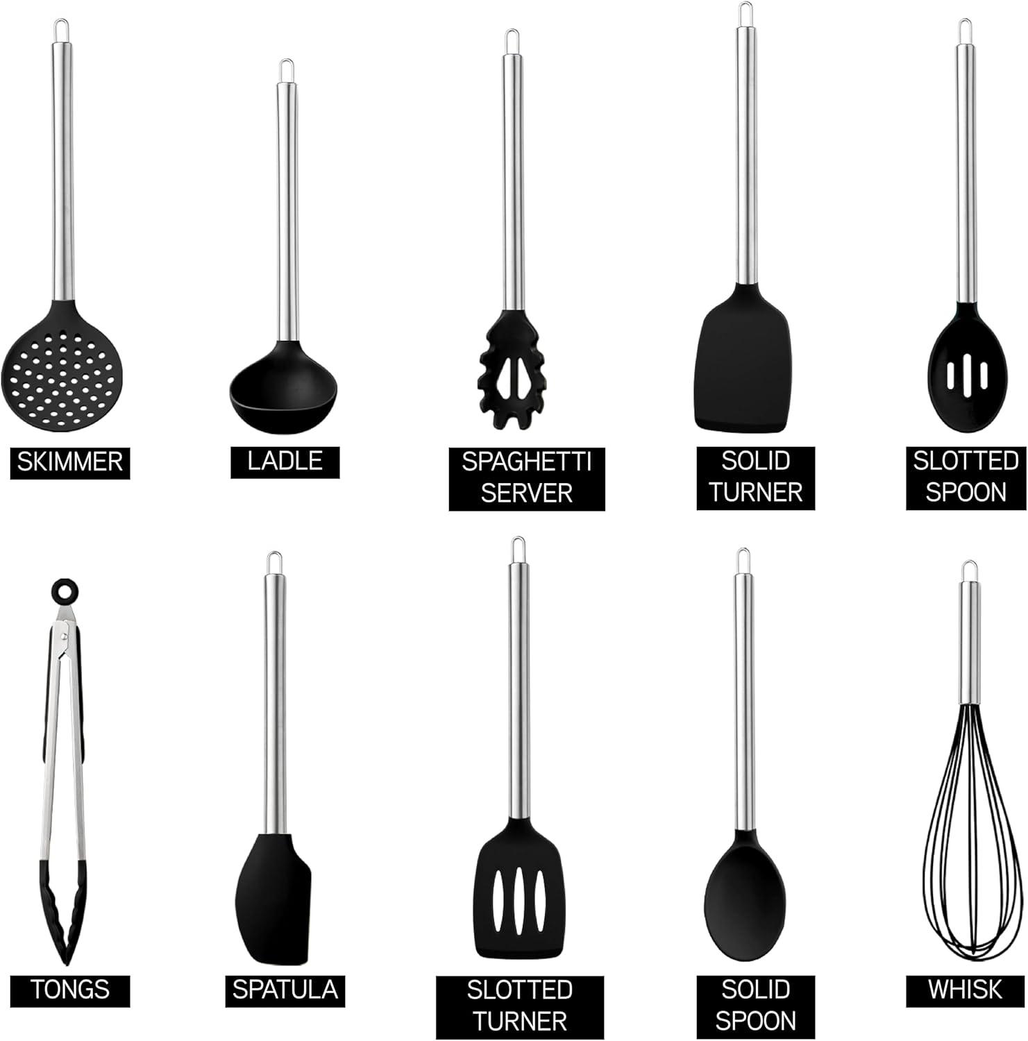COOK WITH COLOR 10-Pc Cooking Utensils Set Kitchen Gadgets & Essentials, Mint