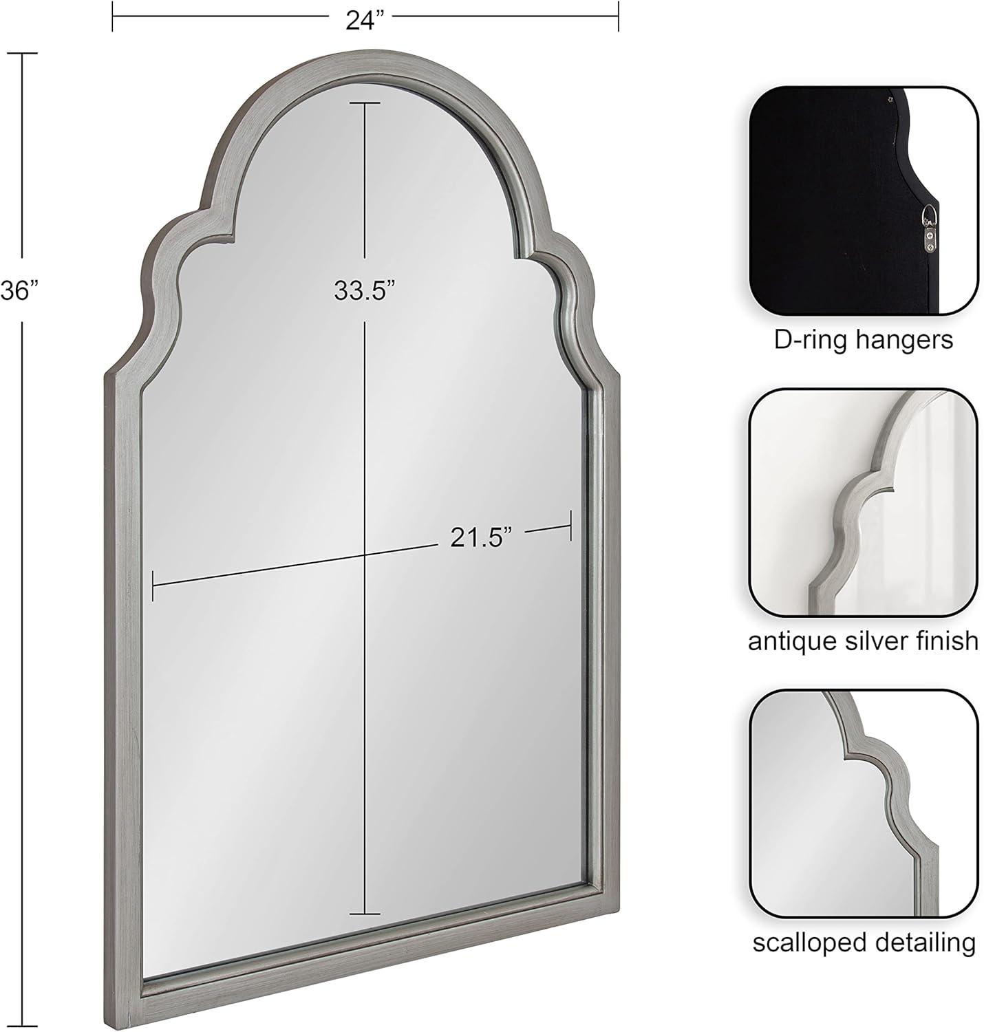 Kate and Laurel Hogan MDF Arch Mirror, 24x36, Silver