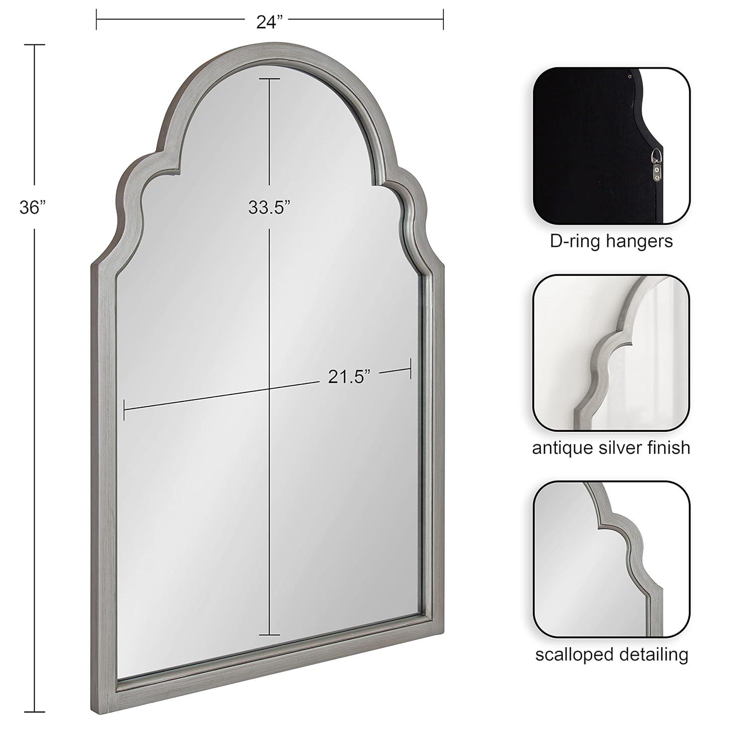 Kate and Laurel Hogan MDF Arch Mirror, 24x36, Silver