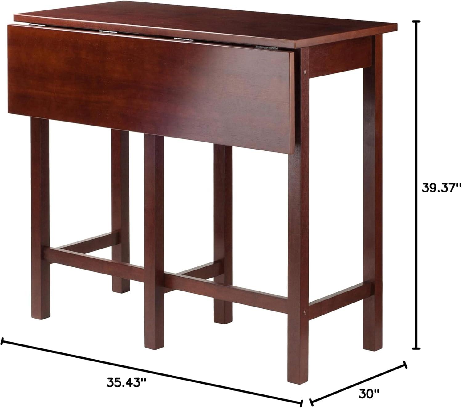 Maykoosh Mediterranean Mingle 3Pc Drop Leaf High Table with 2 Counter Ladder Back Stools - 39.37"W x 30"D x 35.43"H, Space-Saving Rustic Design