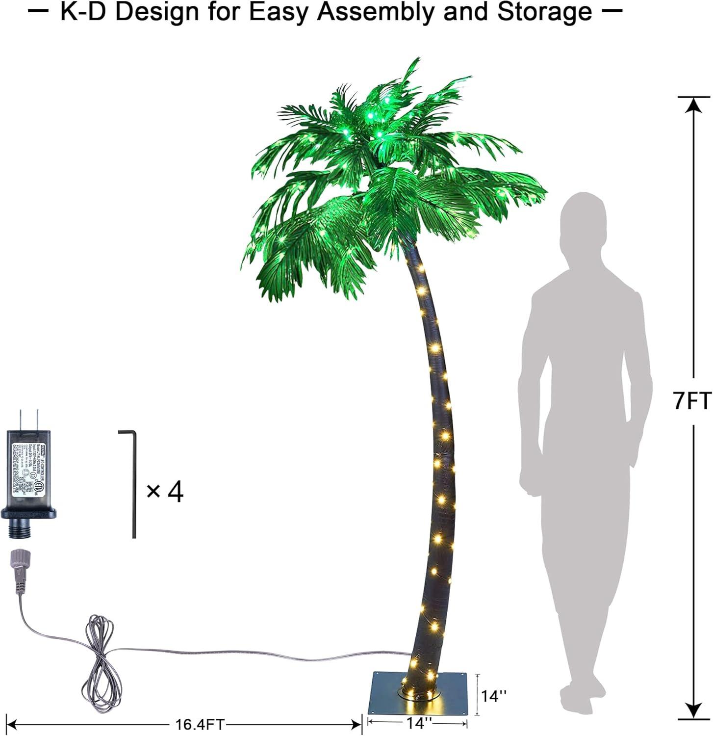 Lightshare 7 Feet Artificial Palm Tree with White Lights