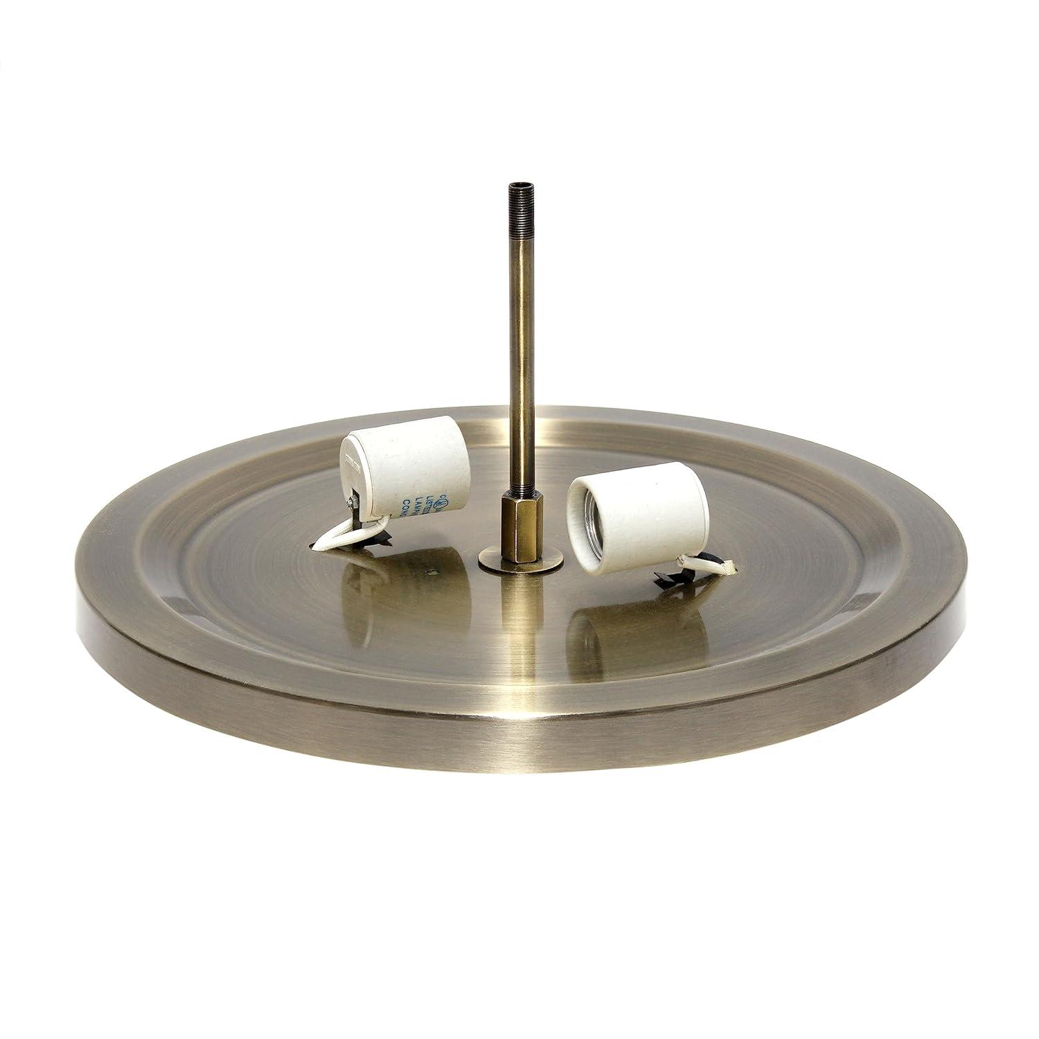 Elegant Designs Elipse Crystal 13" Modern Metal 2 Light Bowl Shaped Ceiling Flush Mount Fixture, Antique Brass