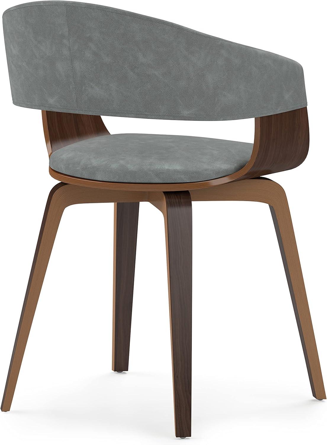 Simpli Home Lowell Bentwood Upholstered Dining Chair with Curved Backrest in Mid-Century Modern Style
