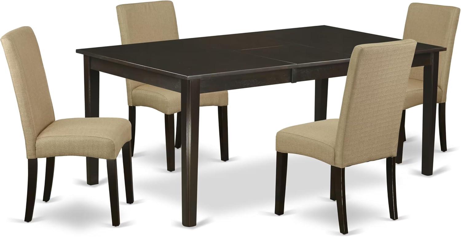 East West Furniture Henley 5-piece Wood Dining Set in Cappuccino/Brown