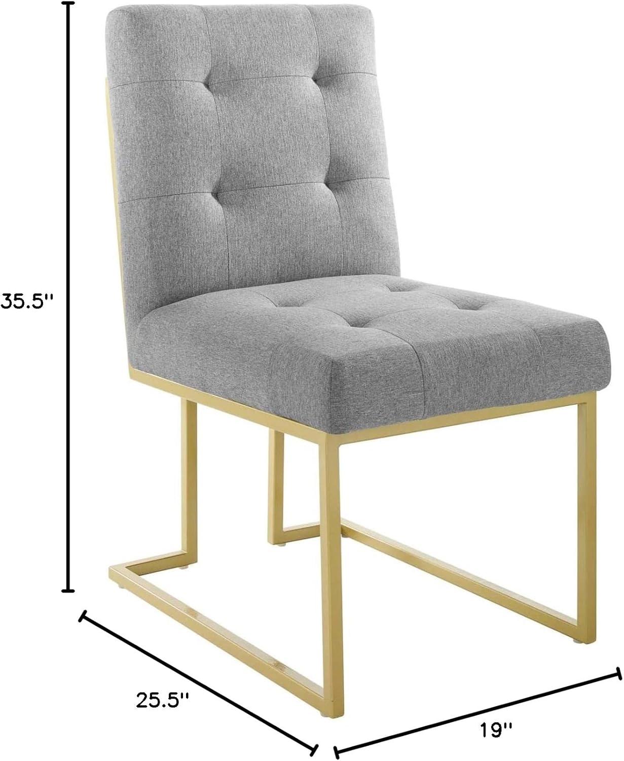 Privy Gold Stainless Steel Upholstered Fabric Dining Accent Chair Gold Light Gray