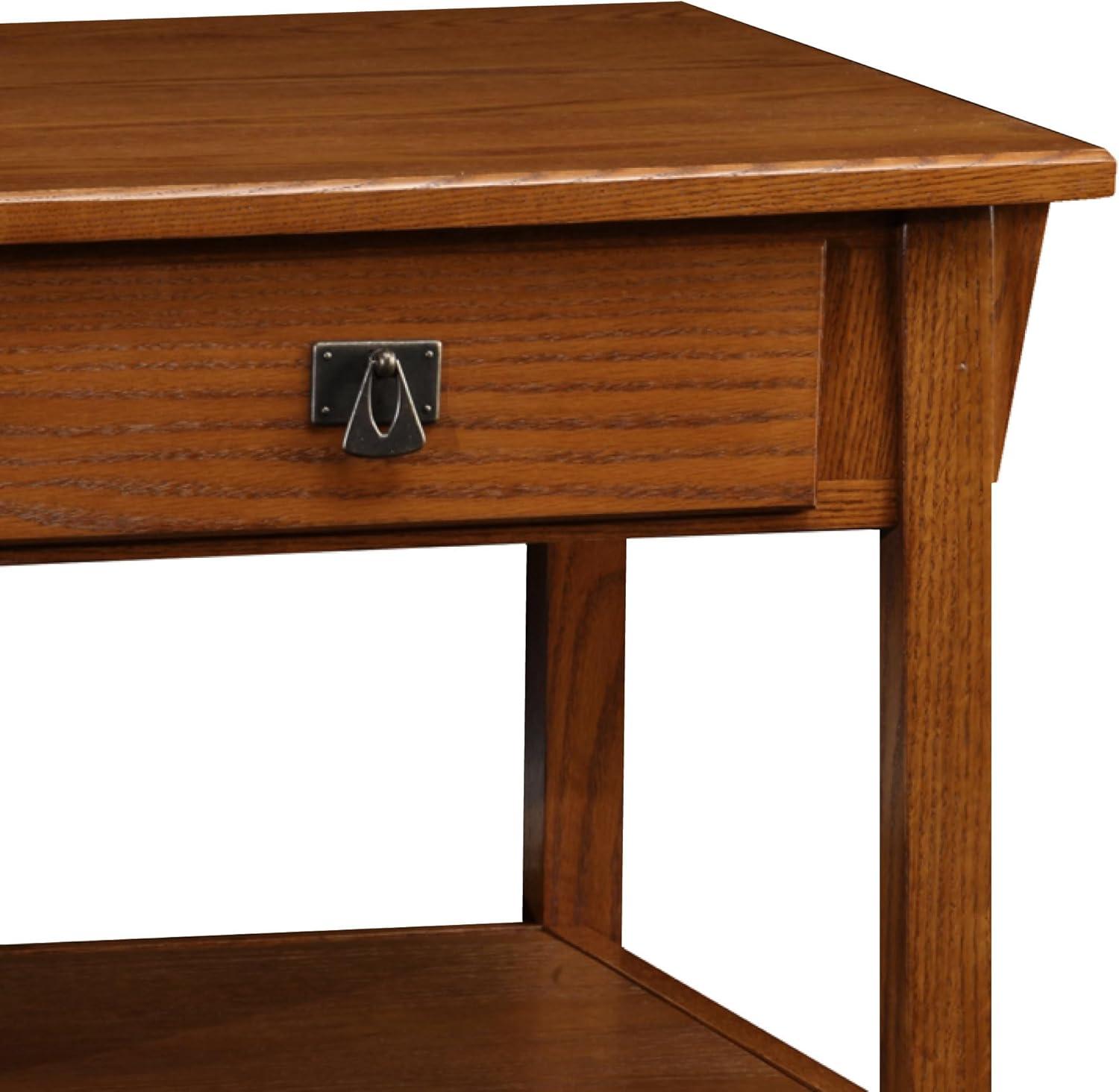 Leick Home 10055-RS Mission Coffee Table for Living Room, Two Drawers and Shelf, Made with Solid Wood, Russet Finish