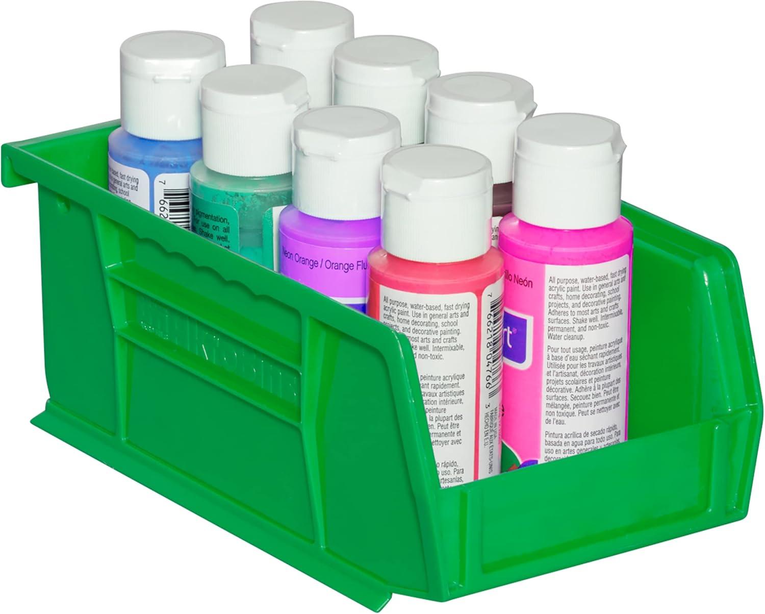 Green Stackable Plastic Storage Bin, 7 x 4 x 3 Inches