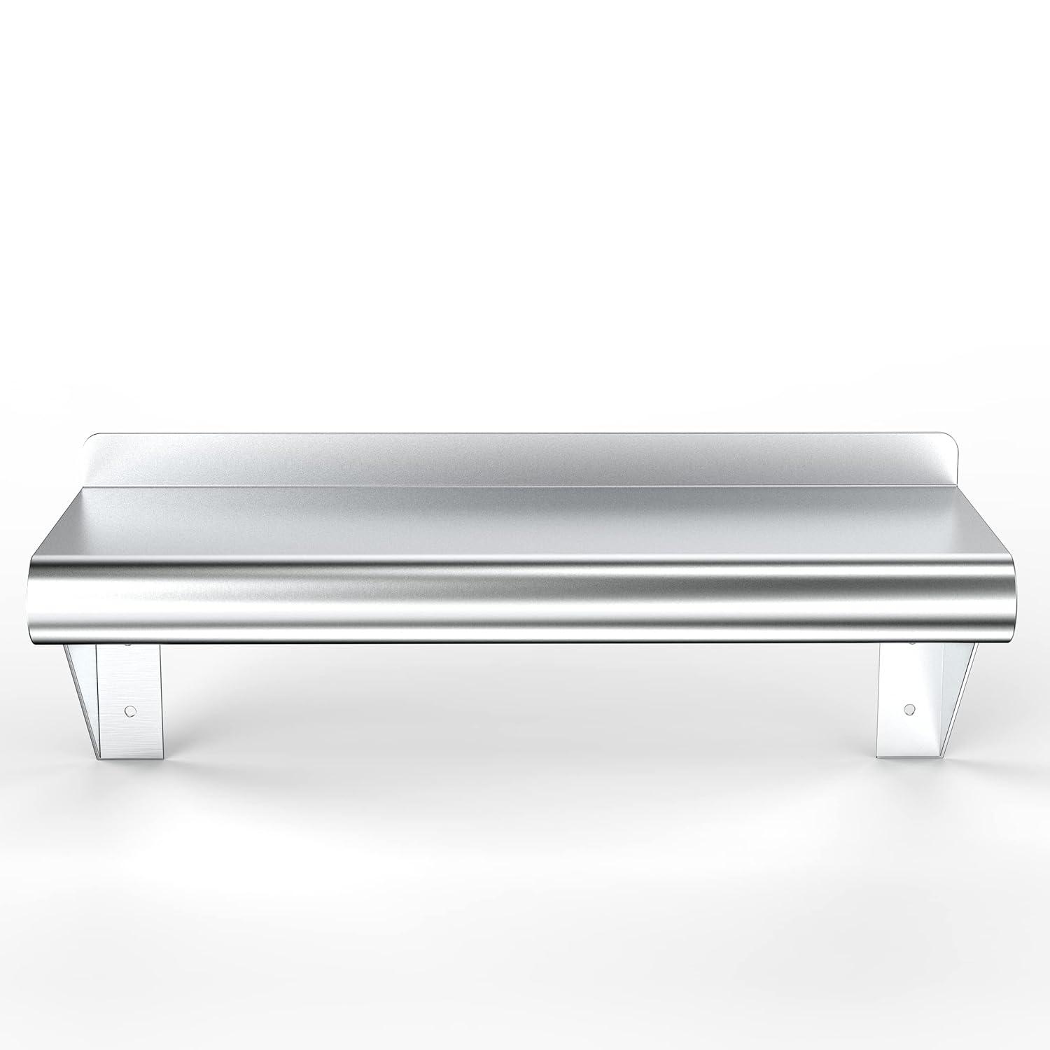 16" Stainless Steel Wall Shelf with Square Edge