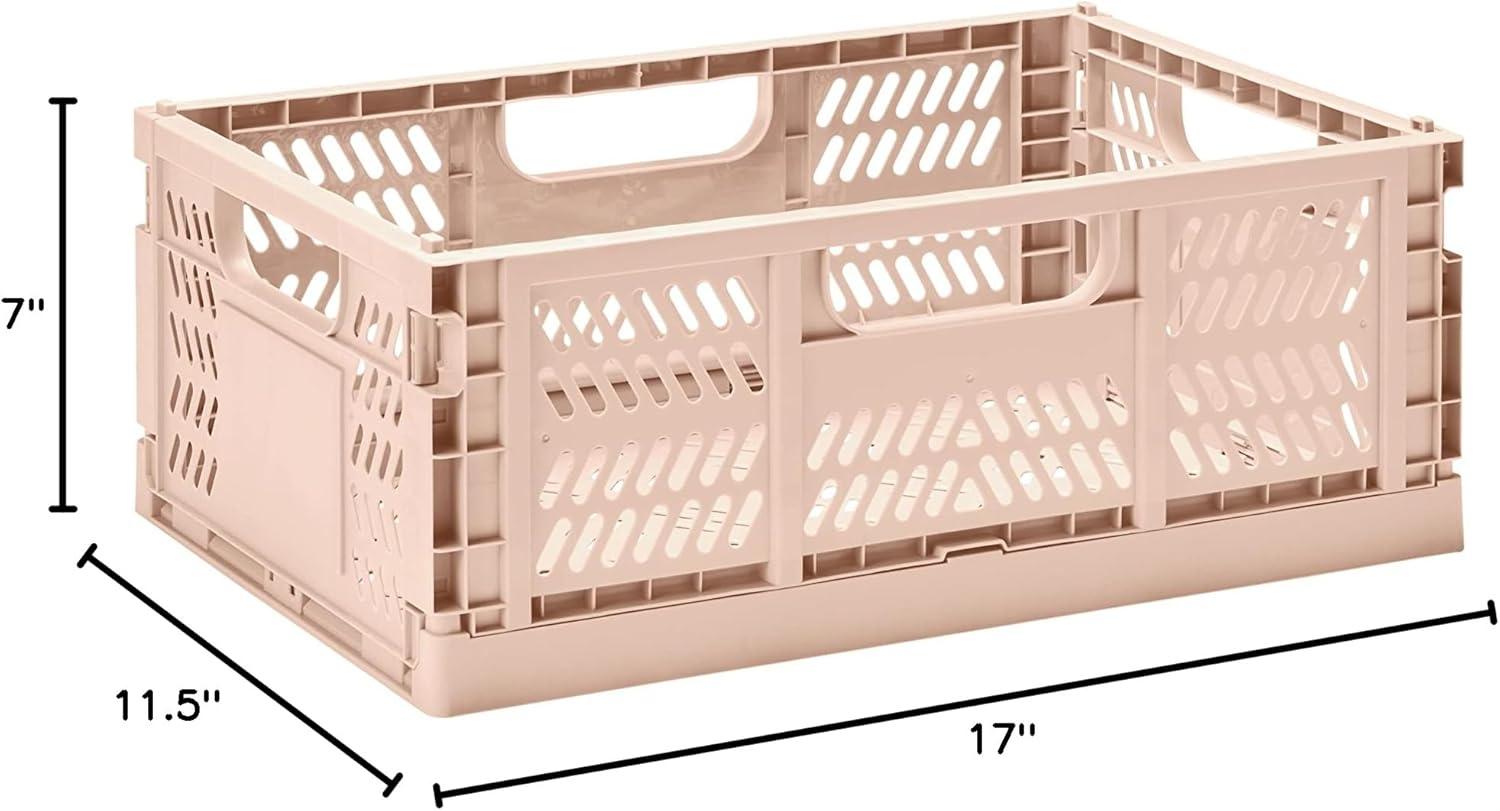 3 Sprouts Rectangular Recycled Plastic Foldable Crate (Large Size) - Clay